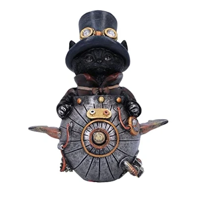 Immagine di Nemesis Now Feline Invention Statuetta di Gatto, 14,5 cm, Colore: Argento
