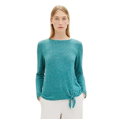Immagine di TOM TAILOR 1038870 Maglietta a Maniche Lunghe, 32402 Ever Green Melange, XXL Donna