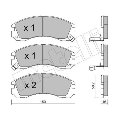 Immagine di metelligroup 22 0134 0 Pastiglie Freno Anteriori E Posteriori, Made in Italy, Pezzo di Ricambio per Auto/Automobile, Kit da 4 Pezzi, Certificate ECE R90, Prive Rame