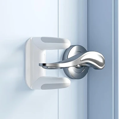 Immagine di SAFELON 2 Pezzi serrature a leva per porte di sicurezza bambini, maniglia bambini e petproof, interruttore invisibile impedire ai aprire la porta (Bianco)