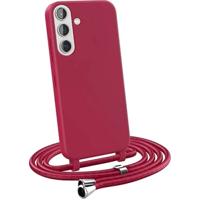 Immagine di MyGadget Cover per Samsung Galaxy S24 Plus Custodia con Corda Case Cordino Opaca Antiurto/Bumper Laccio/Tracolla Practical Stylish Collo Bordeaux