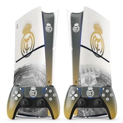 Immagine di Sticker per la PS 5 Real, Adesivo Foot, Console e Controller, edizione Slim Digitale, Skin Madrid (2 Controller)
