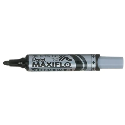 Immagine di Pentel MWL5 M Whiteboard Marker Maxiflo con sistema a pompa punta rotonda, 2.5 mm, 1 pezzo, Nero