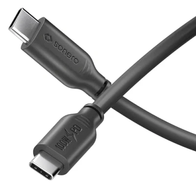 Immagine di Sonero® cavo di ricarica da USB C a C, per telefono cellulare, rapida tipo 2.0, 100 W PD, nero, 1,50 m