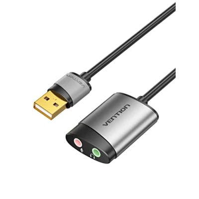 Immagine di VENTION Scheda Audio esterna USB Adattatore Jack 3.5 Cuffie Microfono TRRS per Stereo Casse, Compatibile con Windows, Mac OS, Linux, PS5, Plug And Play