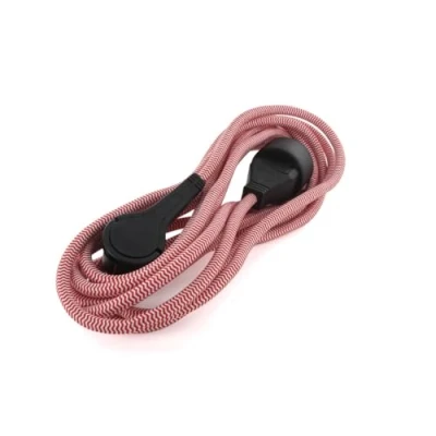 Immagine di CHACON 66773 Prolunga Tessile 3 m x 1,5 m2textile Cable &amp; Noir Spina Piatta Rosso/Bianco