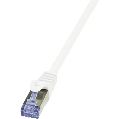 Immagine di LogiLink CQ3081S RJ45 cavo di rete, patch CAT 6A S/FTP 7.50 m Bianco Ritardante fiamma, con protezione 1 pz.