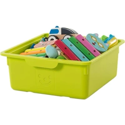 Immagine di Iris Ohyama, Scatole, Contenitore di plastica, Lotto 2, Giocattoli, Bambini, 10 L, con coperchio, impilabile, Soggiorno, Camera da letto, Stanza dei giochi Scatola per bambini KDL 330 Verde