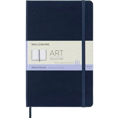 Immagine di Moleskine Art Sketchbook, Taccuino Grande Collection, Album da Disegno con Copertina Rigida e Chiusura Elastica, Carta per Penne, Matite Pastelli, Nero, 88 Pagine, Blu, Formato Large 13 x 21 cm