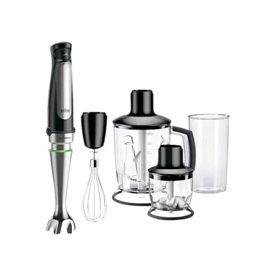 Immagine di Braun MQ7045X MultiQuick7 Minipimer con 5 ANNI di ASSISTENZA, Frullatore ad Immersione dotato Tritaghiaccio/Tritatutto 1,25L, frusta a filo, Mini Tritatutto 350ml, bicchiere graduato 600ml, 1000W