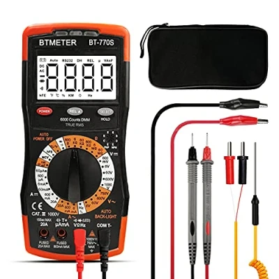 Immagine di BTMETER BT 770S Multimetro Contatore Elettrico Manuale, per AC DC Volt Amp Ohm Capacità Frequenza con Tester di Continuità, Retroilluminazione Automatica Hobbisti Automobilistici Casa Elettrica