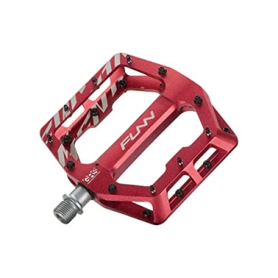 Immagine di Funn Pedali Piatti Funndamental a piattaforma larga per BMX/MTB, Grip regolabile una stabilità eccezionale, Asse CrMo da 9/16 pollici (Rosso)