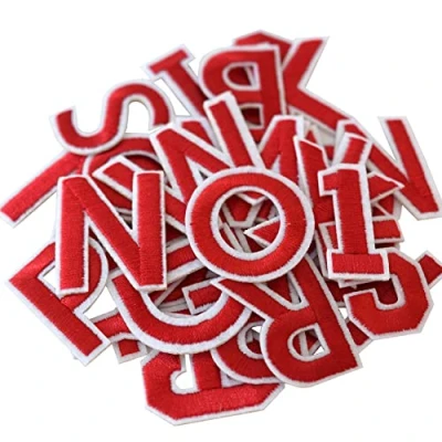 Immagine di GYGYL 72 toppe termoadesive con lettere e numeri, rosse dalla A alla Z, numeri 0 9, per vestiti, cappelli, calze, jeans, accessori fai da te