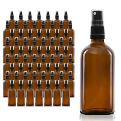Immagine di Oputec 68 flaconi spray in vetro da 100 ml con nebulizzatore, piccole bottiglie di ambrato pompetta fine, confezione grande