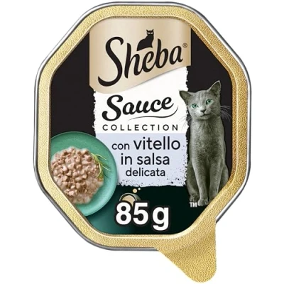 Immagine di Sheba Sauce Collection in Salsa, Cibo per Gatto con Vitello Salsa Delicata, 85 g 22 Vaschette