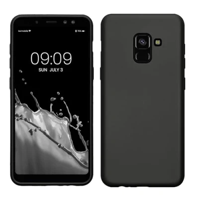 Immagine di kwmobile Custodia Compatibile con Samsung Galaxy A8 (2018) Cover Back Case Morbida Protezione in Silicone TPU Effetto metallizzato grigio