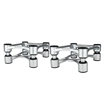 Immagine di IsoAcoustics Supporti per altoparlanti serie Aperta con regolazione inclinabile: (15.5 x 19 cm) Argento