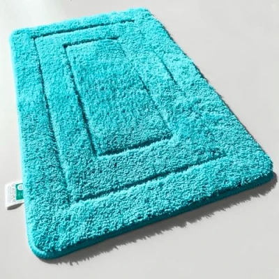 Immagine di KARAT Tappeto da bagno Atlantis, extra soffice e ad asciugatura rapida, con retro antiscivolo, tappetino (turchese, 50 x 80 cm)