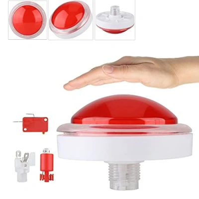 Immagine di pulsante di gioco da 100 mm, LED rosso grande, interruttore dei pulsanti del lettore videogiochi, per giochi a gettoni