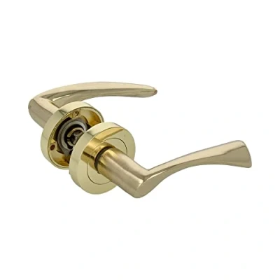 Immagine di Amig Set di 2 Maniglie Dorate per Porta Rosetta Rotonda Maniglia in Zamak Porte Passaggio Interne Diametro Ø52 mm Viti Incluse