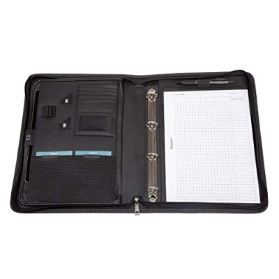 Immagine di Alassio 30119 Cartellina in organo A4 OLBIA nylon, per conferenze, con scomparto tablet, formato A4, meccanismo raccoglitore ad anelli, 6 scomparti biglietti da visita e 2 passanti