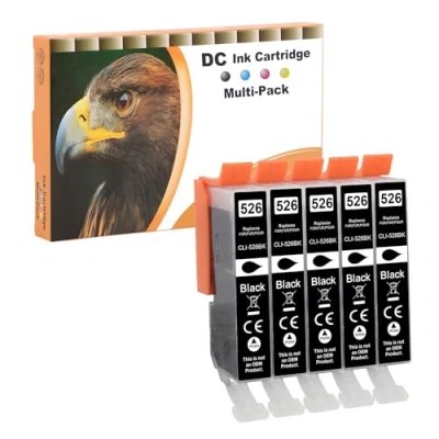 Immagine di D&amp;C 5x Nero Cartucce d&#039;inchiostro compatibili per Canon CLI 526 Pixma IP4850 IP4900 MG5140 MG5150 MG5240 MX710 MX715 MG6100 MG6150 MG6200 IP4950 IX6550 MG5300 MG5340 MG5350 MG6250