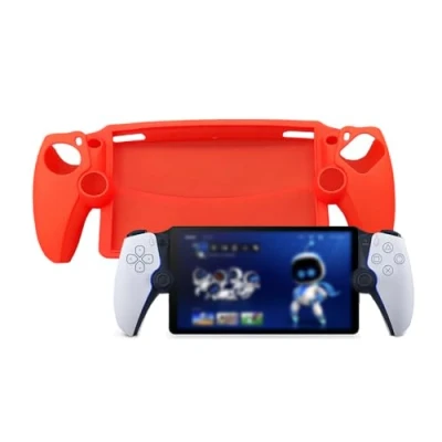 Immagine di QINOUK Custodia per Sony PlayStation Portal, Protettiva Antigraffio in TPU Morbido Case Compatibile con Portal Rosso