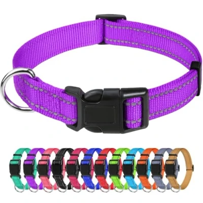 Immagine di TagME Collare per Cani in Nylon Riflettente, Fibbia Staccabile Durevole, Collari Di Sicurezza Regolabili Piccola Taglia, Viola, Larghezza 1.5 cm