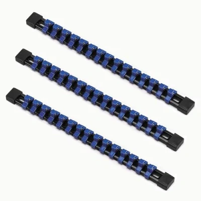 Immagine di ACEBON Set di 3 binari per chiavi a bussola con 45 clip inserti 10 mm (3/8&quot;), organizer