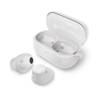 Immagine di PHILIPS TAT2149WT Cuffie Auricolari Bluetooth True Wireless piccoli, Valore importante, Audio naturale con bassi dinamici, Chiamate chiare y Alloggiamento per ricarica tascabile Bianco