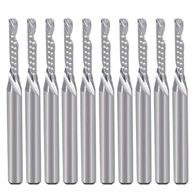 Immagine di EU_HOZLY 10 frese a spirale Singola Flute Down Cut 1/8 pollici con diametro di taglio 2 mm (0,078 pollici) (0,472 lunghezza 12 per piastra in legno e acrilico alluminio plastica