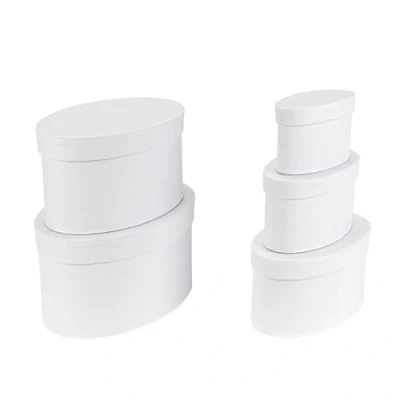 Immagine di Ideen mit Herz Scatole regalo con coperchio di cartone Set da 5 diverse dimensioni tra loro, grandi e piccoli, in robusto ideale per compleanno matrimonio ovale, bianco