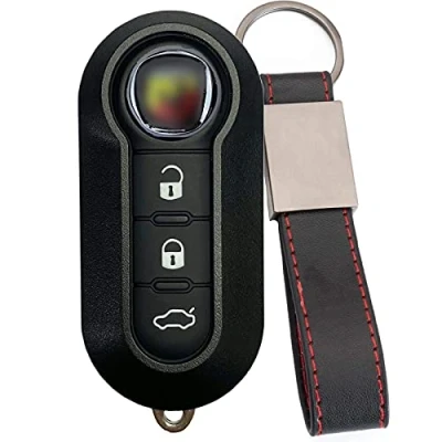 Immagine di Ricambio Chiave per Telecomando Compatibile Fiat Grande Punto Evo Panda Bravo 500 L abarth Guscio con Lama a 3 tasti + LOGO Portachiavi inclusi (Chiave bianchi)