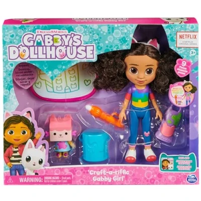 Immagine di Gabby&#039;s Dollhouse Craft tampone penna, giocattoli ragazzi, set di gioco Deluxe Crea con Gabby, bambola e accessori lavagnetta pennello ad acqua, bambine dai 3 anni in su, Multicolore, 1, 6064228