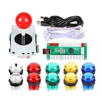 Immagine di EG STARTS Zero Delay USB Encoder per PC Giochi Joystick rosso + 10x LED illuminato 5V Pulsanti arcade Kit fai da te Parti Mame Raspberry Pi 2 3 3B