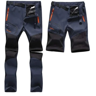 Immagine di SANMIO Pantaloni Trekking Uomo Esterno Asciugatura Veloce Funzionali Leggeri Traspiranti Convertibile Pantaloncini Softshell da Arrampicata Casual Blu, XXL