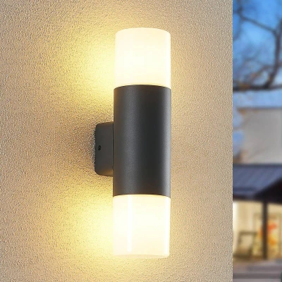Immagine di applique da esterni &#039;Tabyn&#039; dimmerabile (Moderno) colore Nero, in Alluminio (2 luci, E27) di Lindby applique, lampada LED esterni, outdoor per facciata/parete