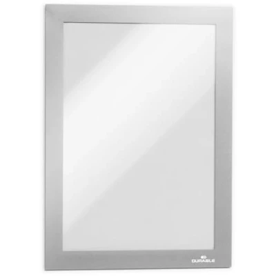 Immagine di Durable 494723 Duraframe Magnetic, Cornice Espositiva a Fissaggio Magnetico, Formato A5, Confezione da 5 Pezzi, Argento Metallizzato