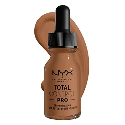 Immagine di NYX Professional Makeup Fondotinta Total Control Pro Drop, Dosaggio preciso, Copertura personalizzabile e modulabile, Formula vegana, Finish come una seconda pelle, 13 ml, Tonalità: Mahogany