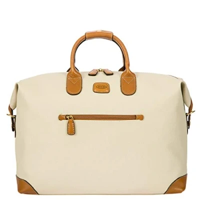 Immagine di Bric&#039;s Holdall Collezione Firenze, Borsa da Viaggio con Tracolla e Spallacci di appoggio per Valigia, Lucchetto TSA integrato, PVC, Dimensione 43x28x19 cm, Cream
