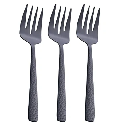 Immagine di FULLYWARE Forchette da portata in acciaio inox, 24,1 cm, resistente, finitura satinata, 3 pezzi, colore: nero opaco