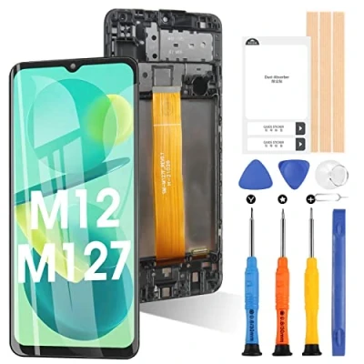 Immagine di ARSSLY per Samsung Galaxy M12 SM M127F/DSN LCD Schermo Display Touch Digitizer Vetro Assemblaggio con Strumenti (Nero Cornice)