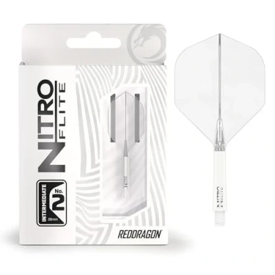 Immagine di RED DRAGON Freccette Nitro Flite Integrated Flight &amp; Shaft System N. 2 Forma e design Bianco Colore Trasparente, Lunghezza Intermedia
