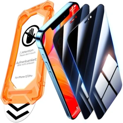 Immagine di UniqueMe per iPhone 12/12 Pro Privacy Pellicola Protettiva [Protezione Completa del Display] Anti Spia Vetro Temperato Pro, Installazione Automatica, 2 Pezzi