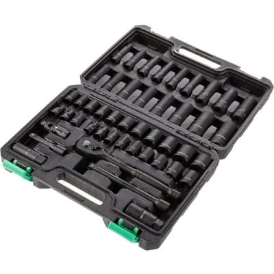 Immagine di Amazon Basics set di bussole a 6 punte SAE/metriche, attacco da 3/8 46 pezzi , 33,3 x 24,6 7,6 pollice(In precedenza marchio Denali)
