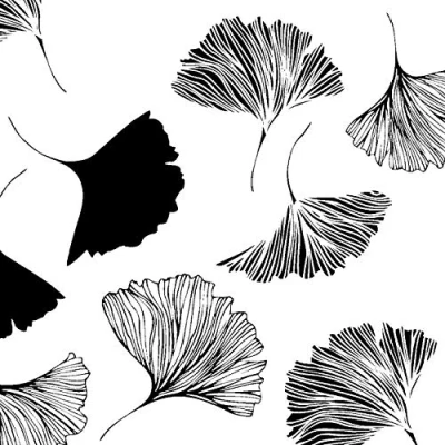 Immagine di Tischdeko Decorazione da Tavolo 20 tovaglioli Cocktail Ginkgo Nero Bianco Albero