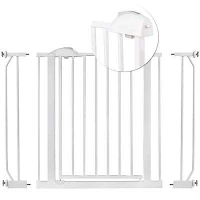Immagine di Nukido Cancelletto di Sicurezza Per Bambini Estensione Larghezza Da 75 A 105 cm Fissaggio Pressione Senza Viti In Metallo Scale Porta Bianco