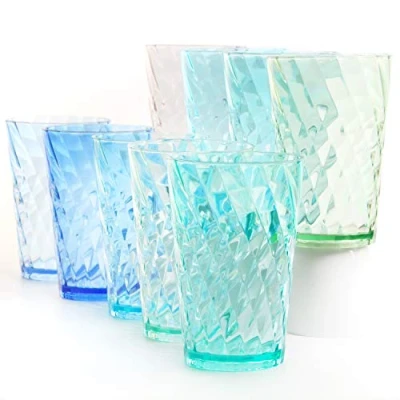 Immagine di Youngever 9 Confezioni 600ML Tumbler Acqua in Plastica, Bicchiere Acqua, Bicchieri di Plastica Riutilizzabili, infrangibili, (Twist)
