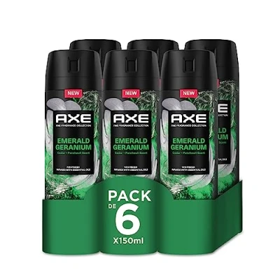 Immagine di Axe Confezione risparmio deodorante spray per uomo Emerald Geranium Fragranza Premium, 6 x 150 ml