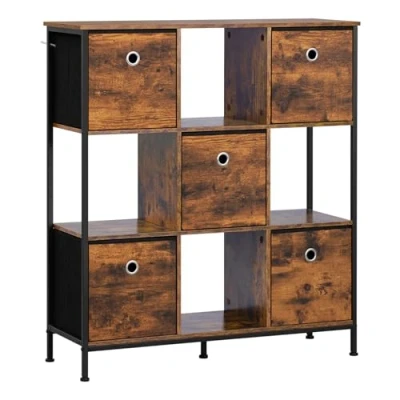Immagine di WOLTU Scaffale per Libri, con 4 Cubi Aperti e 5 Cassetti in Tessuto non Tessuto, Unità di Stoccaggio Industriale Soggiorno/Camera da Letto/Ufficio, Legno Ingegnerizzato, RGB64vbn